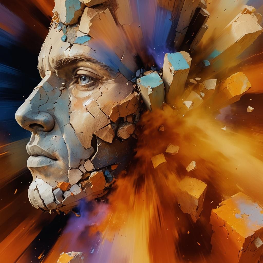 Shattered Reality Pillar in Surreal Splash Art Style