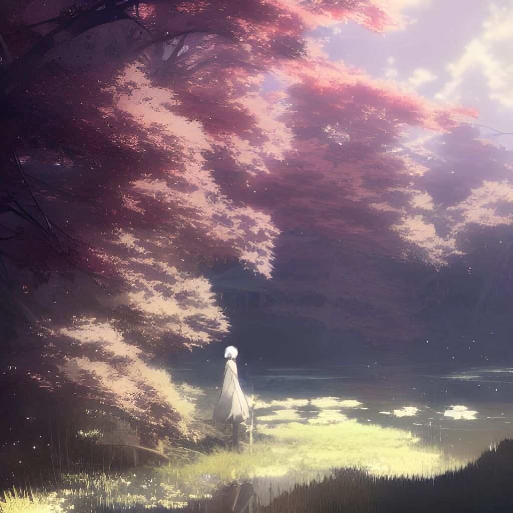 Standing in the trees.