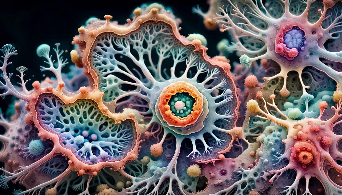 Colorful Amoeba in Scientific Watercolor Illustration