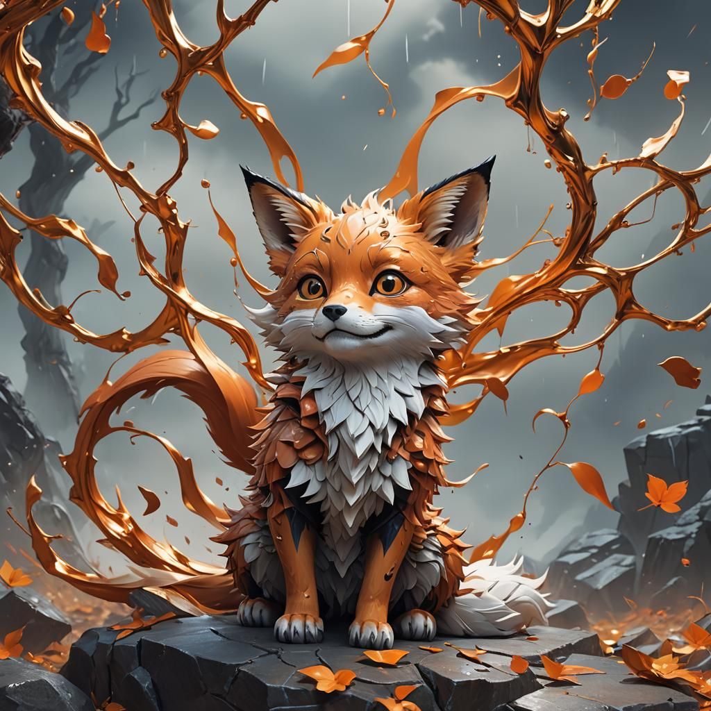 Cute Mad Fox in 3D Anime Art Style