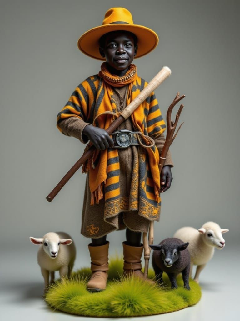 Mosotho Herdboy in Needle-Felt Art: Spirit of Maloti Pasture...