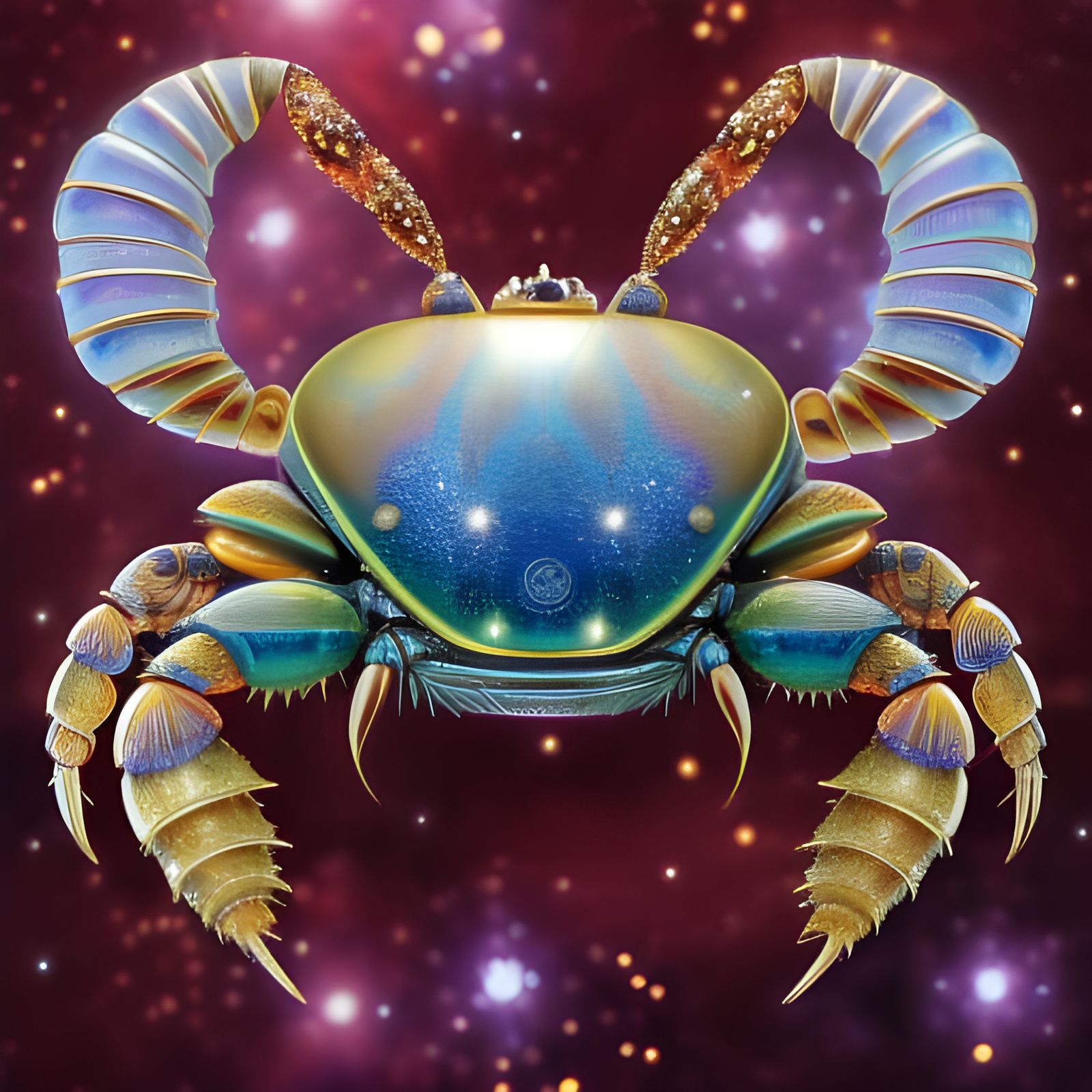 Ornate Gold Hermit Crab Digital Oil Painting