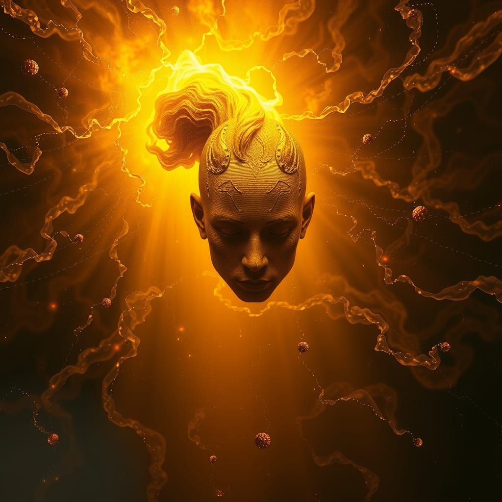 Surreal Figure in Iridescent Landscape