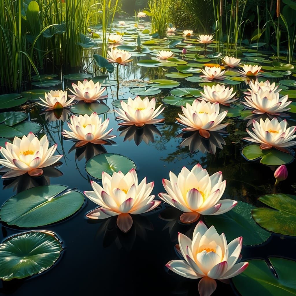 lotus flowers floating on the water