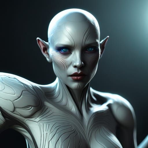 Fantastical Gray Humanoid Concept Art in Unreal Engine
