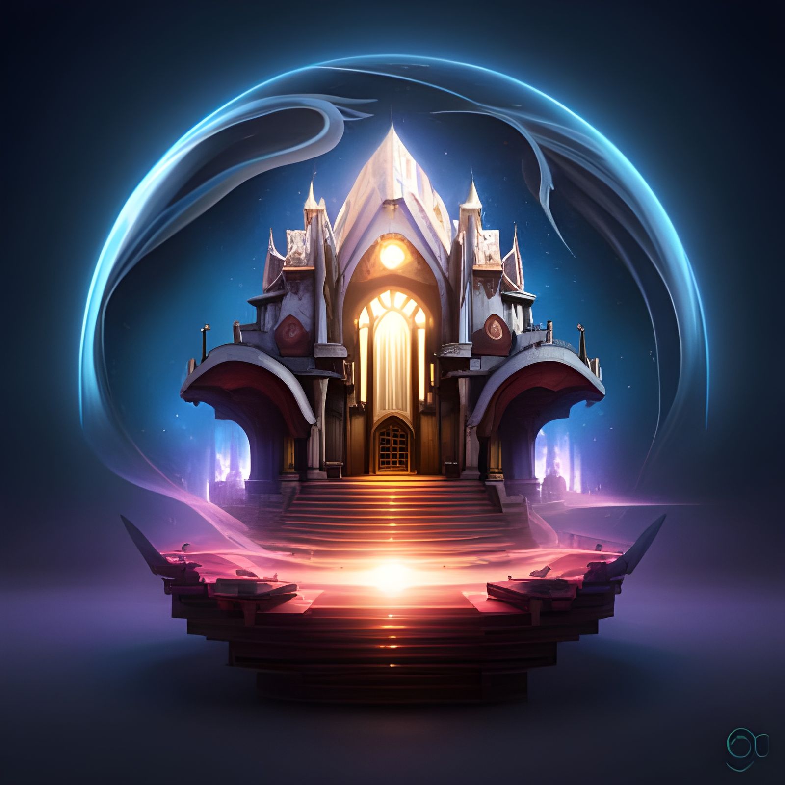 Dark Magic Fortress Encased in Glass Orb