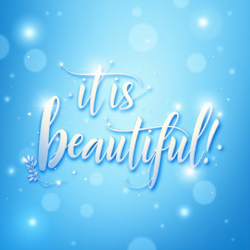 Elegant Light Blue Script "It is Beautiful!"