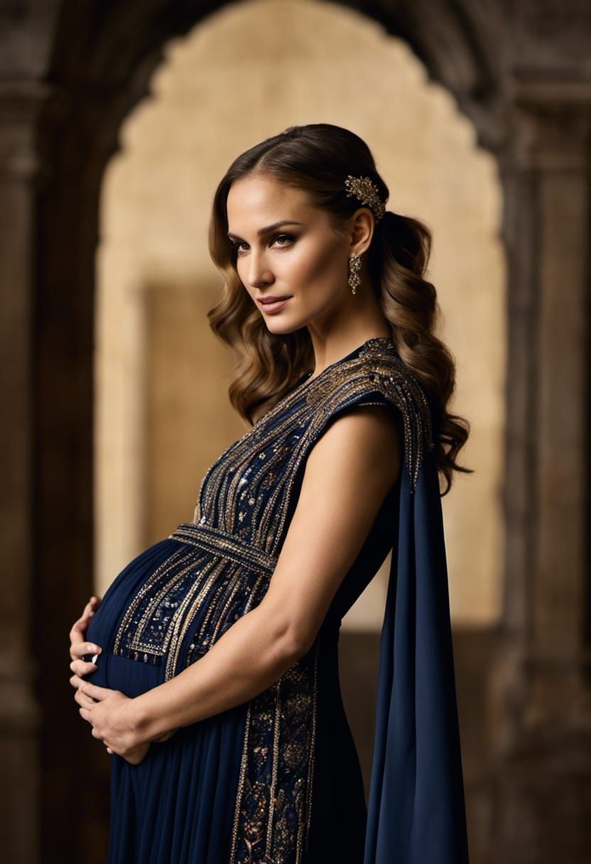 Padme Amidala Maternity Portrait in Hyperrealistic Style