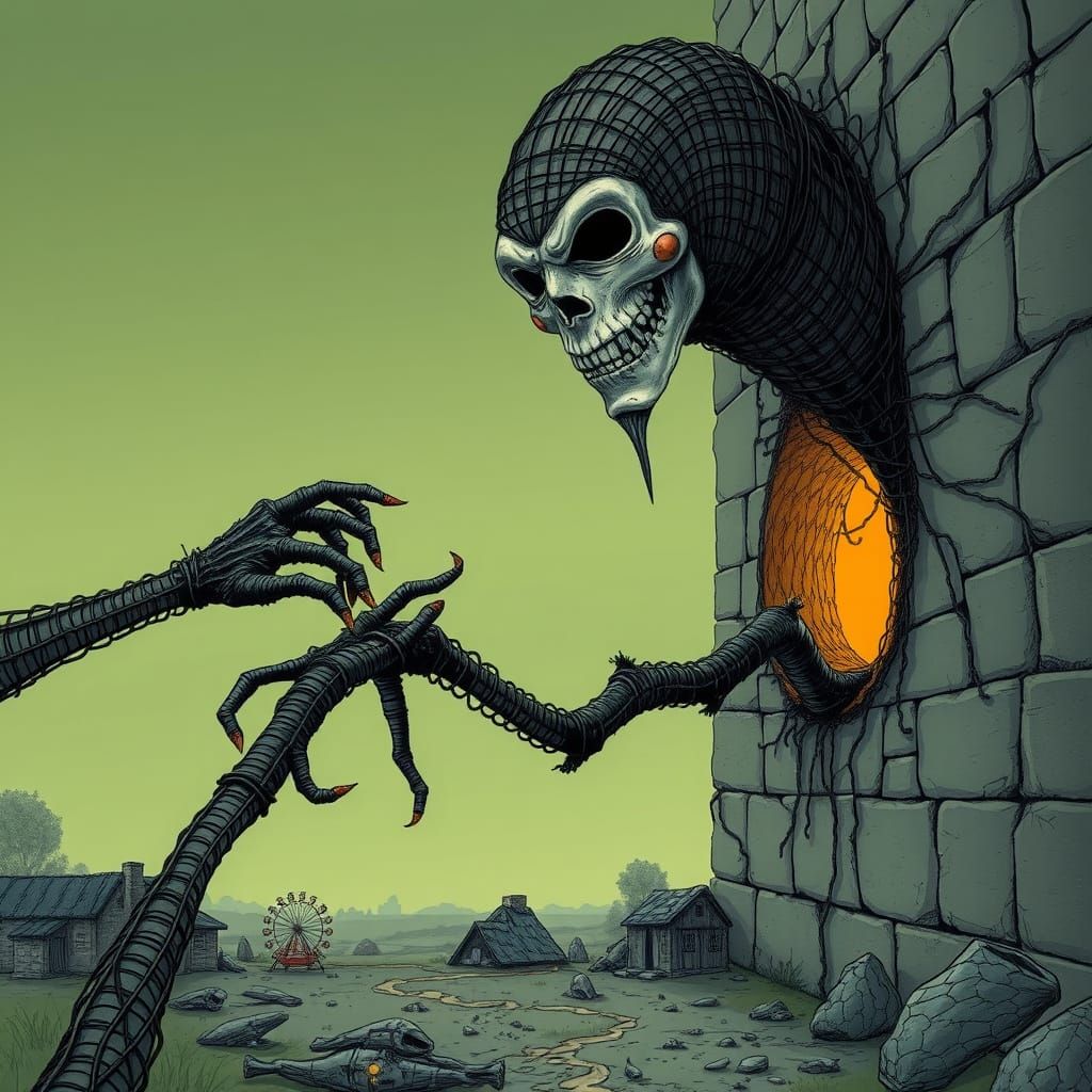 Surreal Urban Nightmare Unfolds in Neon Hues