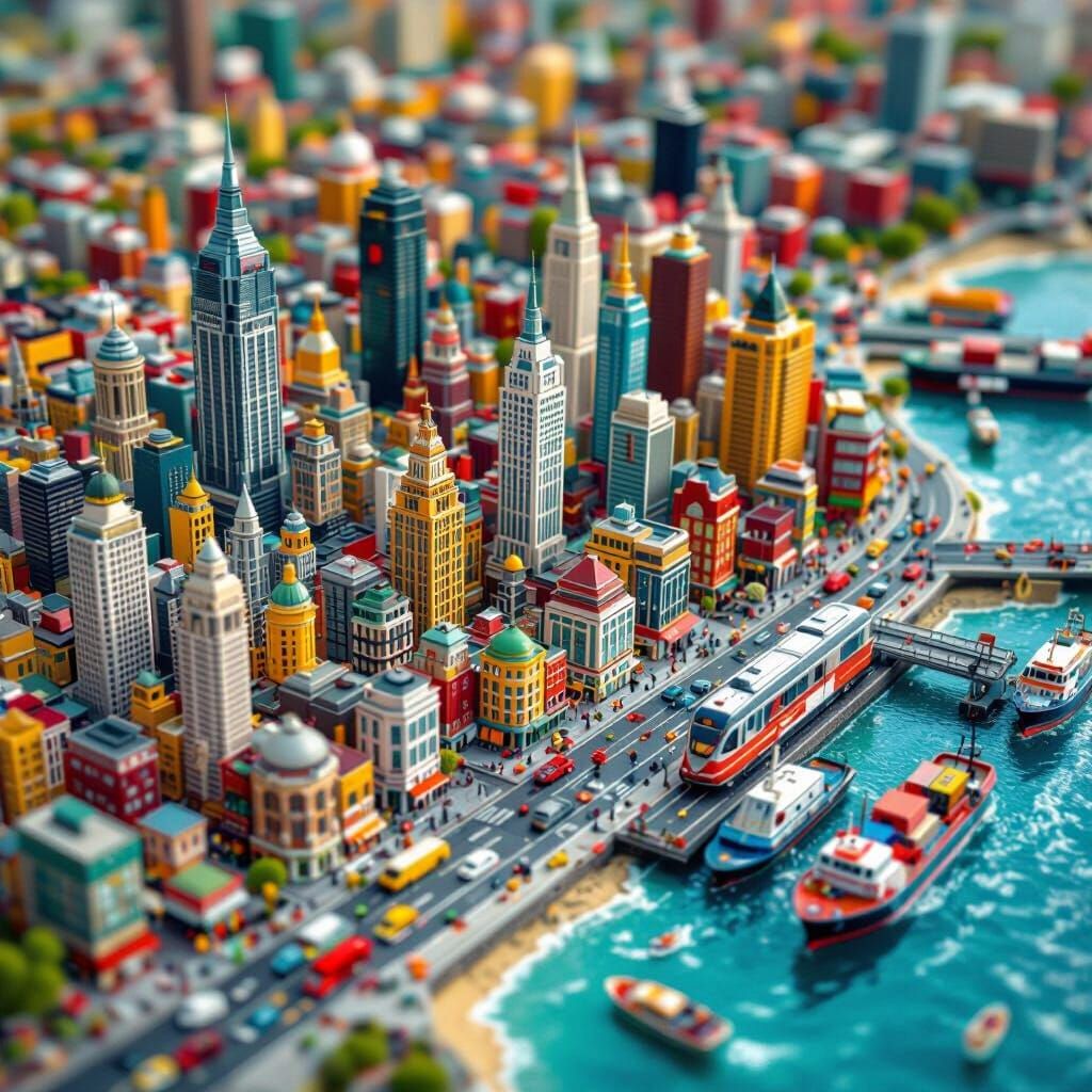 VOSKLAND Miniature City Diorama: Ultra-Realistic Aerial View