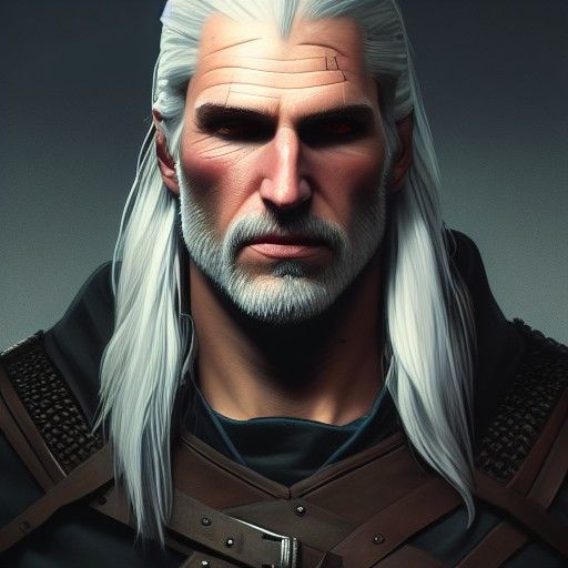 Detailed Portrait of Geralt in Digital Art Style