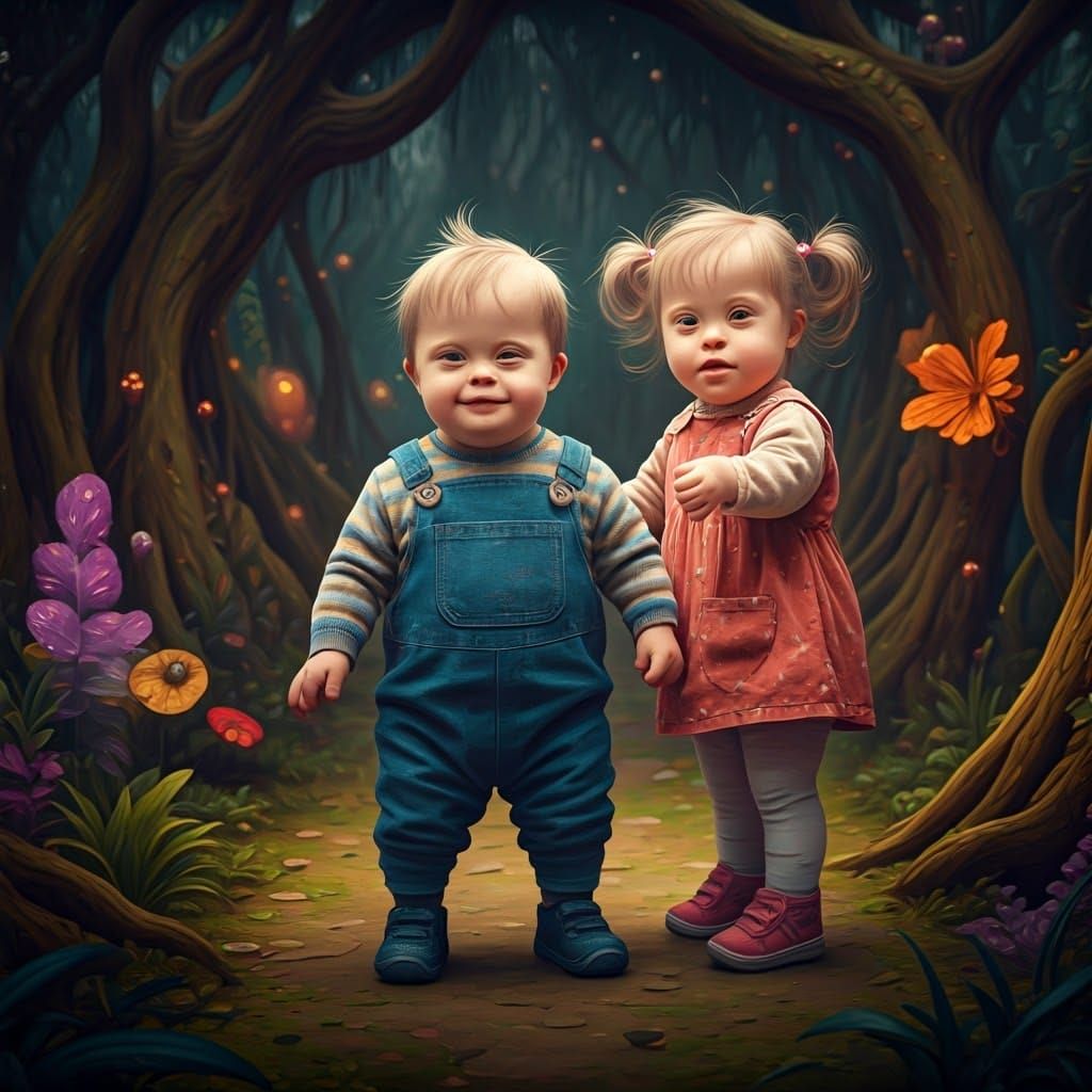Surreal Playground Scene of Joyful Children in Whimsical Won...