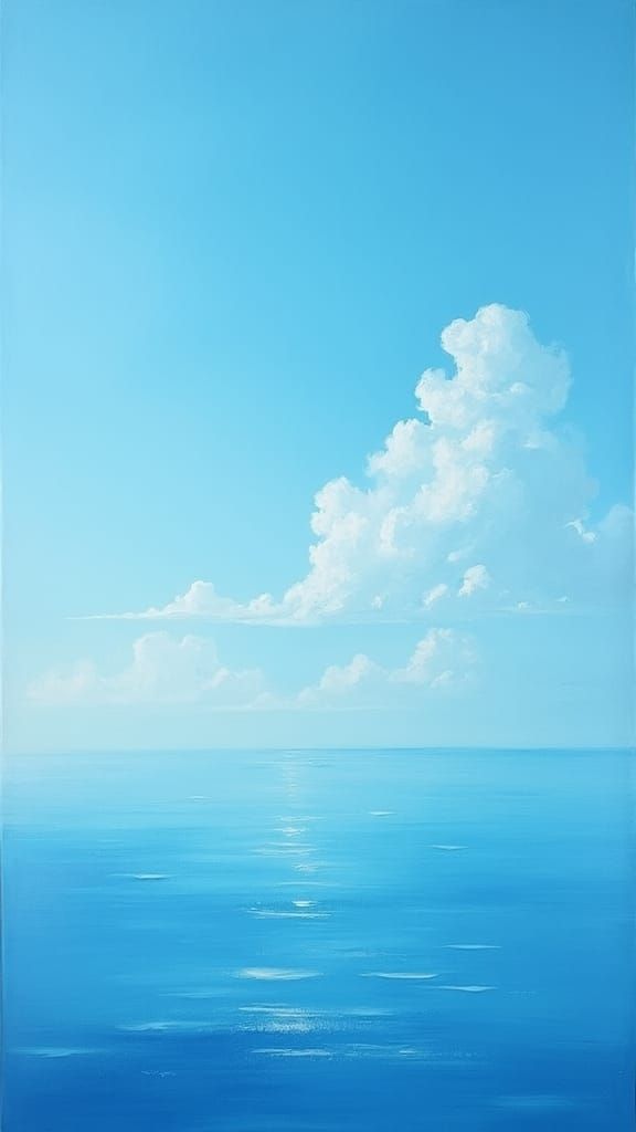 Serene Blue Sky Color Field Landscape