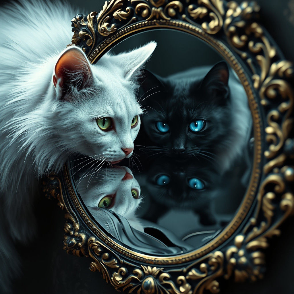 Mystical Cats: Light and Shadow Doppelgangers