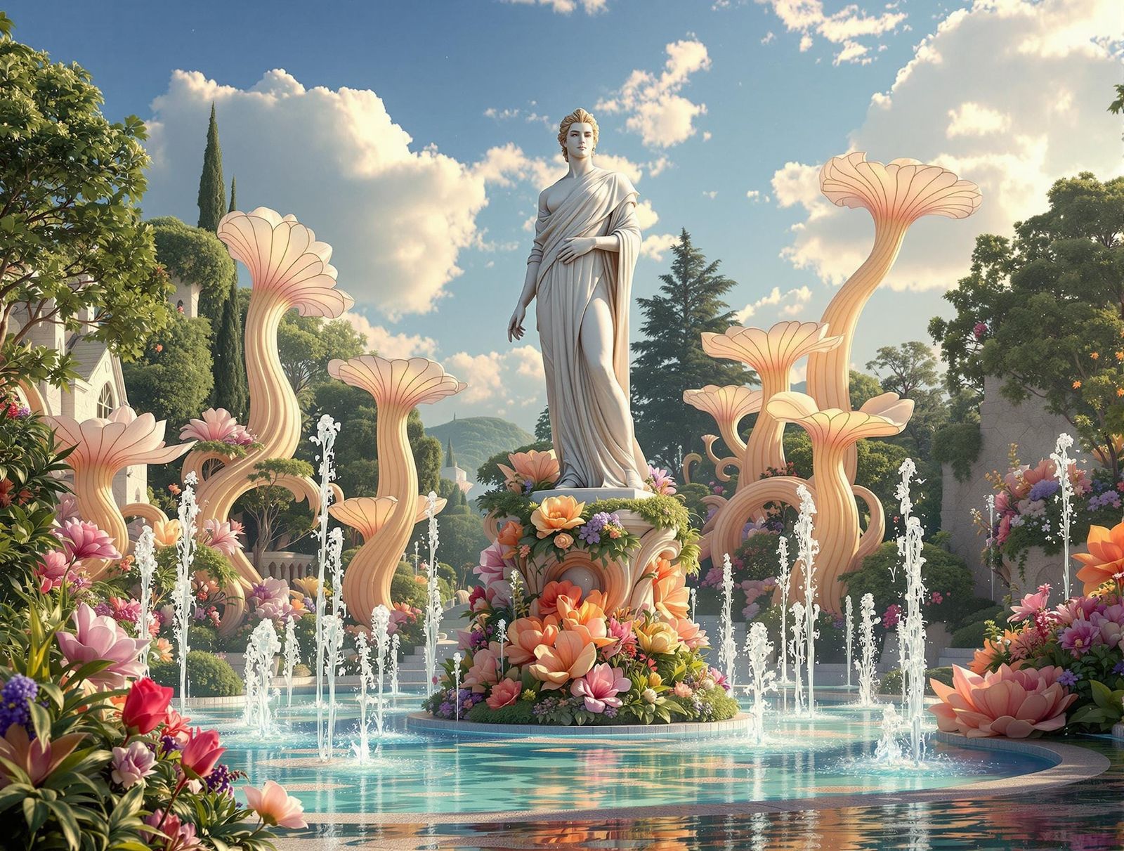 Surrealist Estate Statue in Whimsical Garden