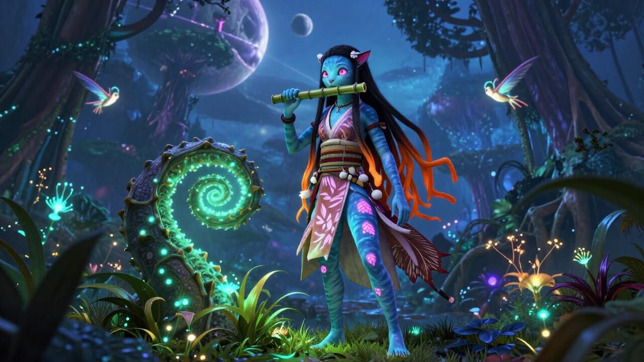 Nezuko as Na'vi: Avatar Fusion Portrait