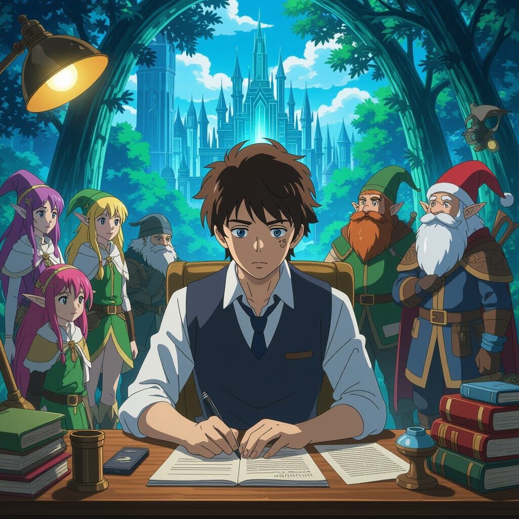 Man Transported to Fantasy Realm, Studio Ghibli Style