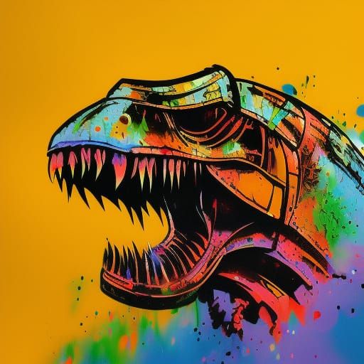 Space T-Rex Graffiti Art in Ultra Quality