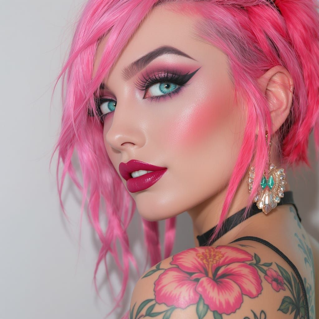 Stunning Female Portrait with Turquoise Eyes