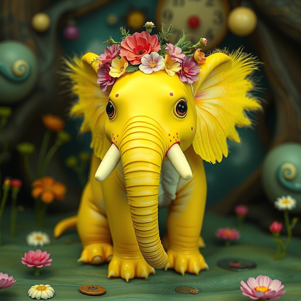 A yellow axolotl elephant hybrid