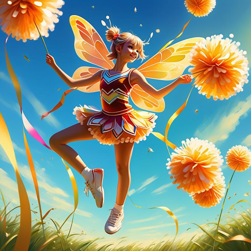 Cheerleader Fairy in Flight: Fantasy Concept Art