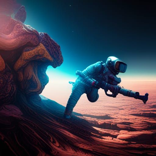 Astronaut Galaxy Designer: Detailed Matte Painting