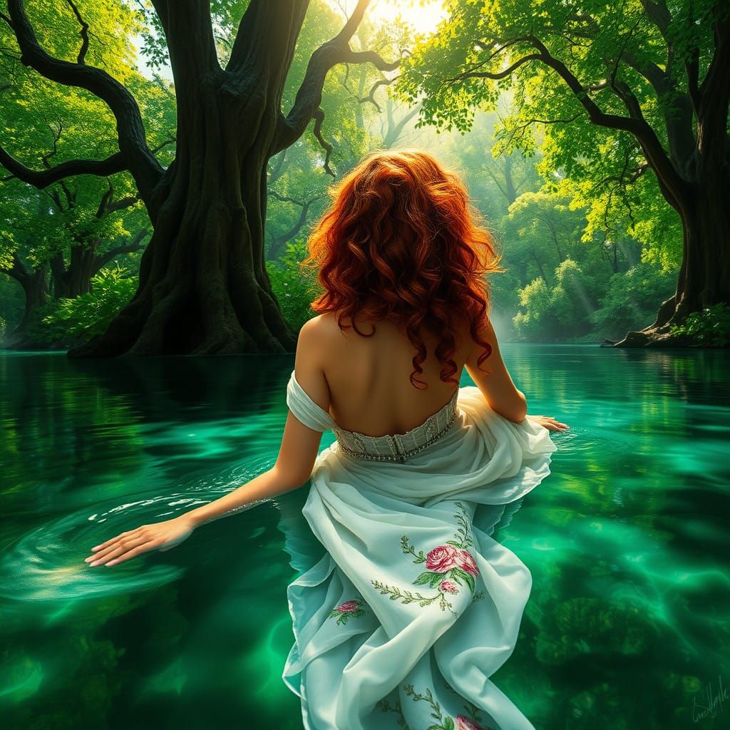 Sensual Goddess in Emerald Oasis