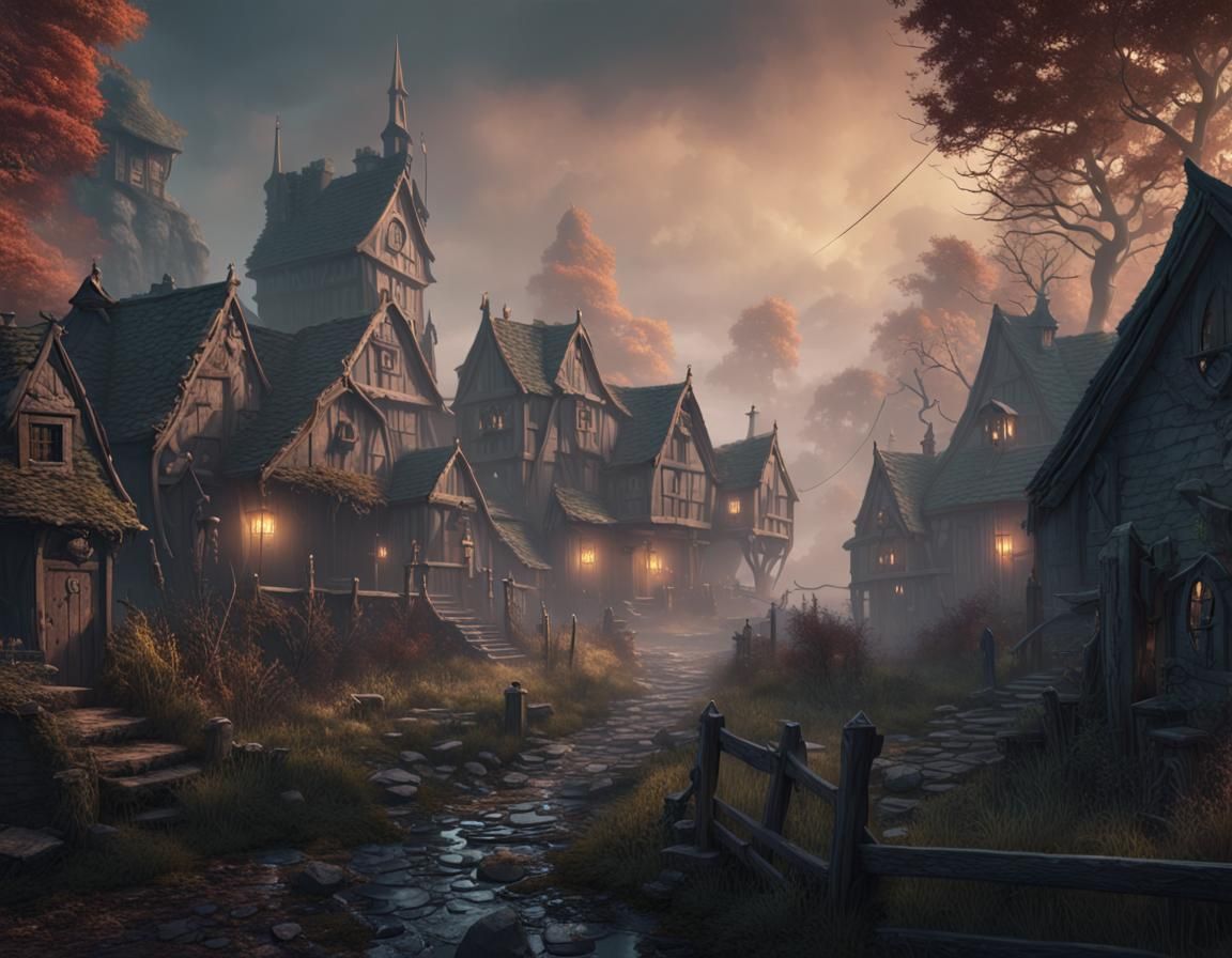 Misty Village of Death: Fantasy Concept Art