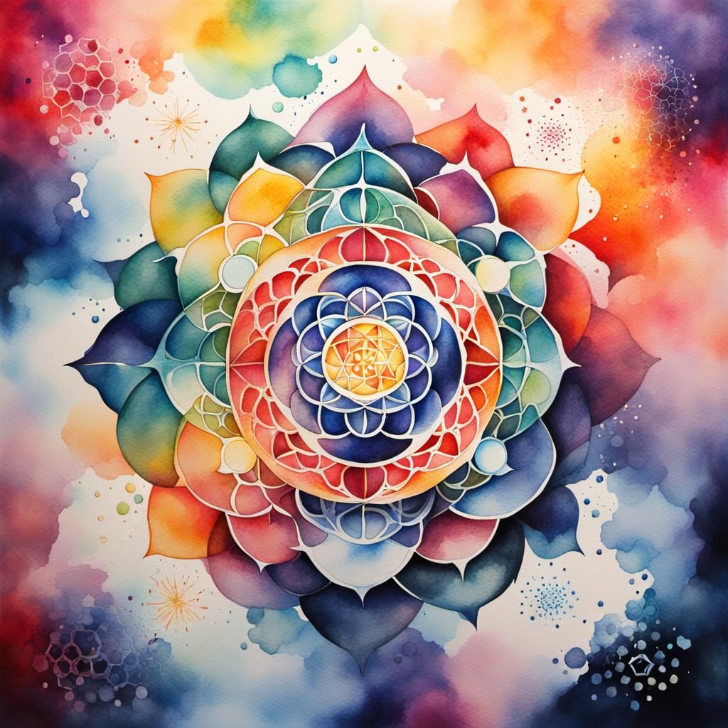 Sacred Geometry in Japanese Watercolour Style