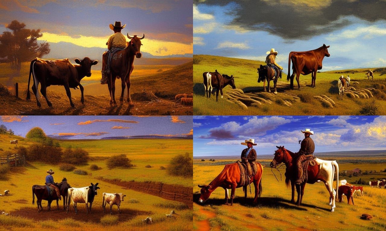 Cowboys Rescue Cattle in Golden Hour Landscape