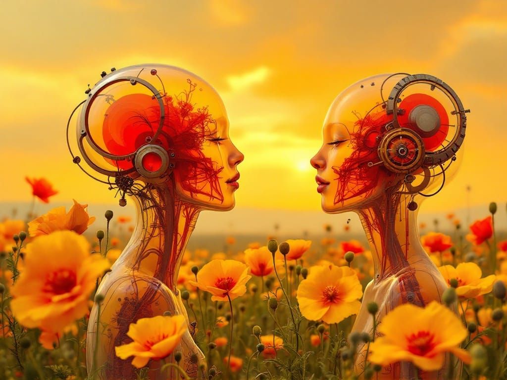 Surreal Forms in a Vibrant Yellow Field