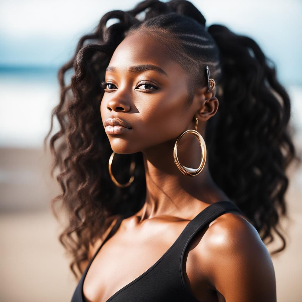 Stunning Black Woman in Realistic Photo