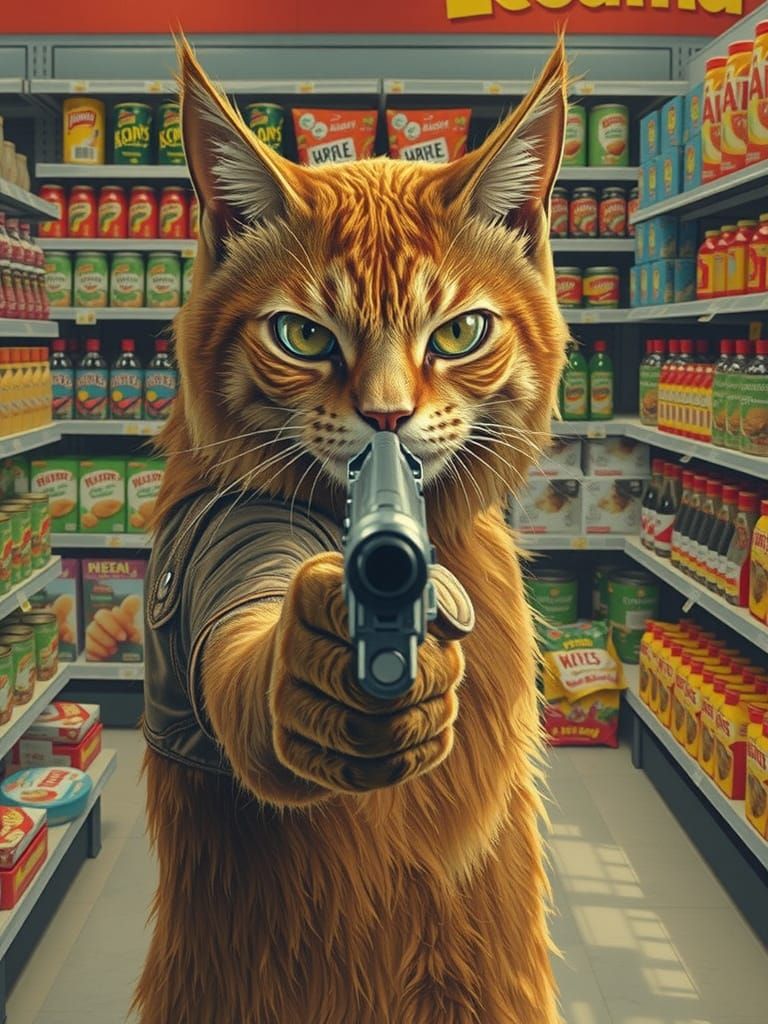 Cyberpunk Feline Dominates Grocery Store Aisle
