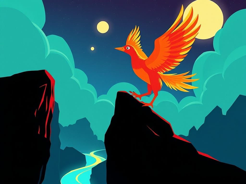 Elegant Duck and Phoenix Ascend into the Sky