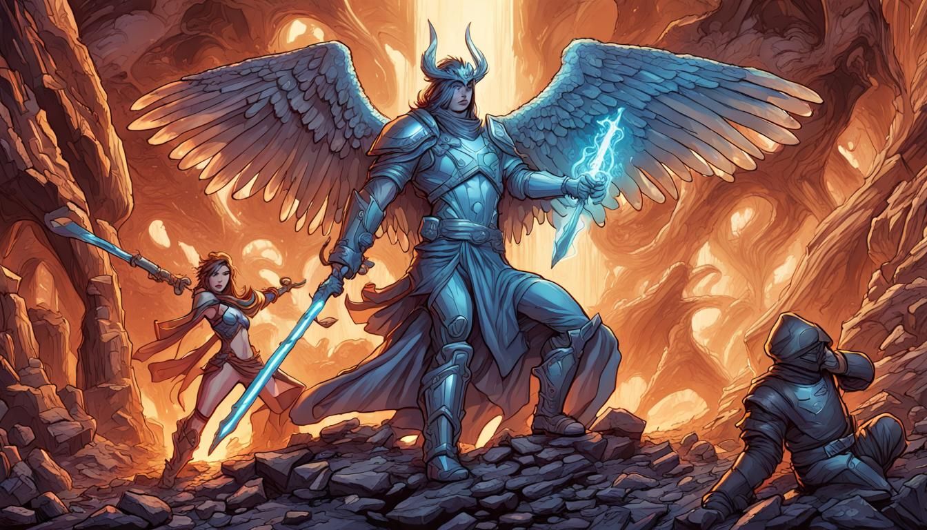 Fantasy Victory in Comic Book Art Style