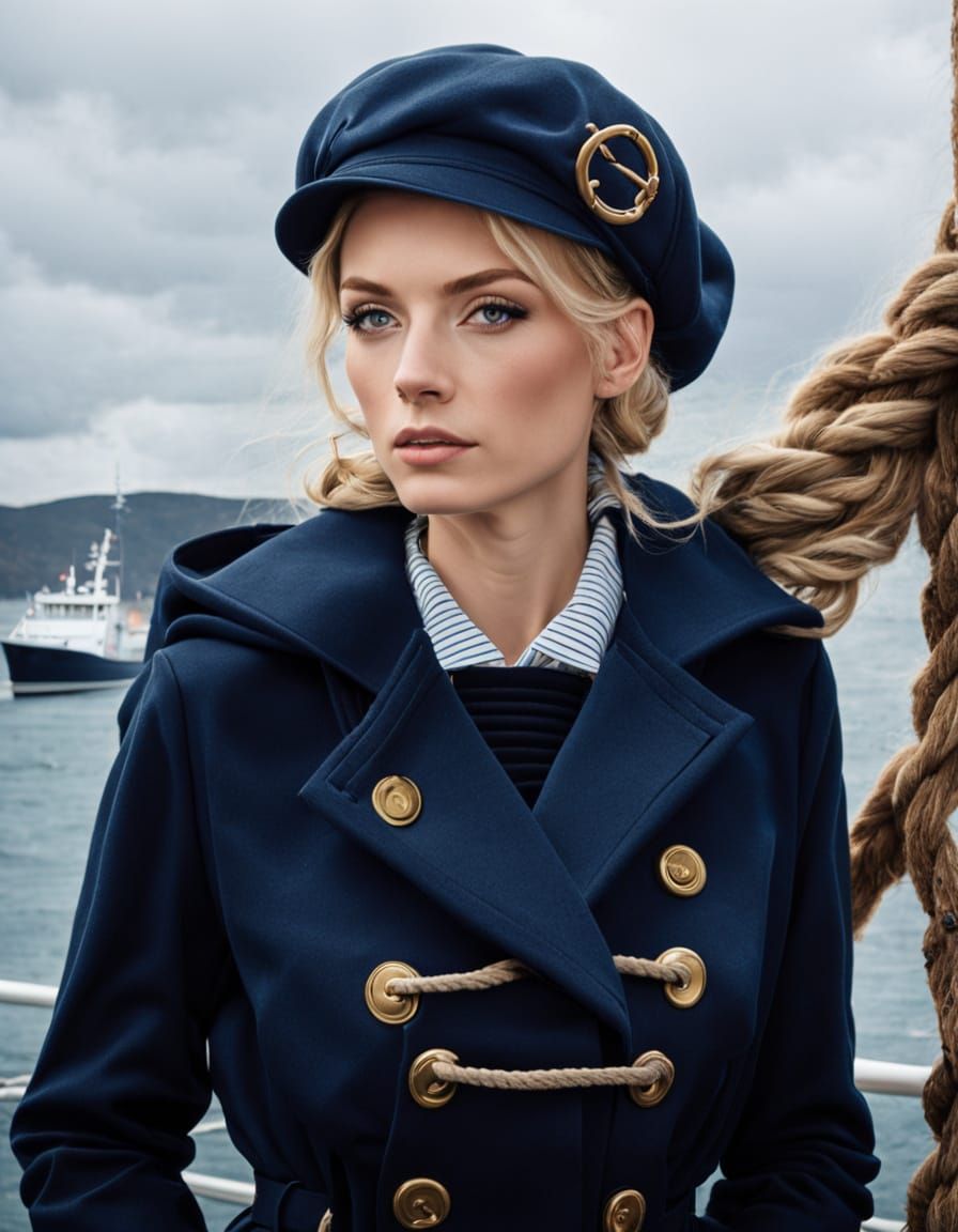 Nautical Portrait of a Transwoman in a Duffel Coat