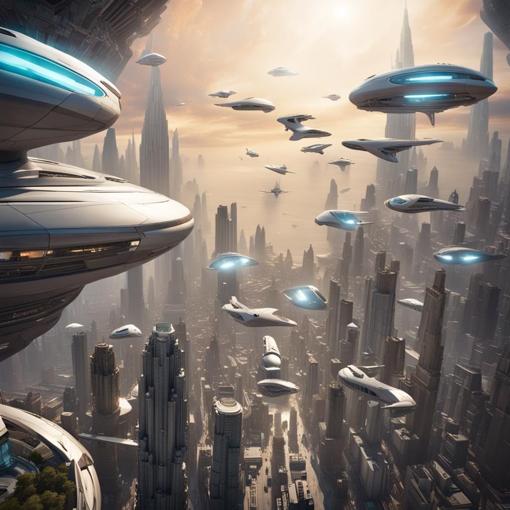 Synthetica Utopia: Skyborne Cityscape of the Future