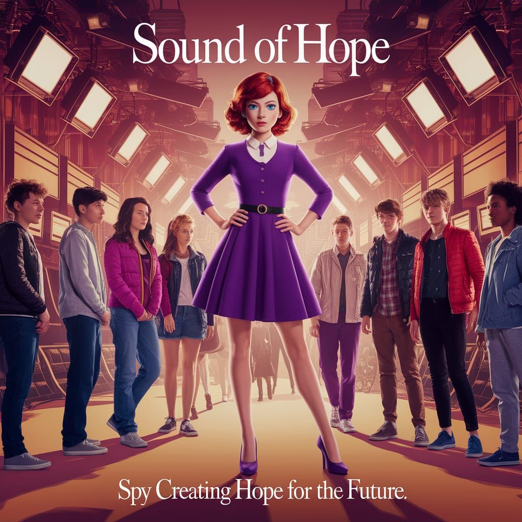 Confident Young Spy in Purple Attire, Surrounded by Teenager...