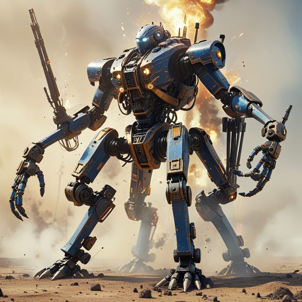Battle-robot Erupts from Battlefield Smoke in Epic Sci-fi Ar...
