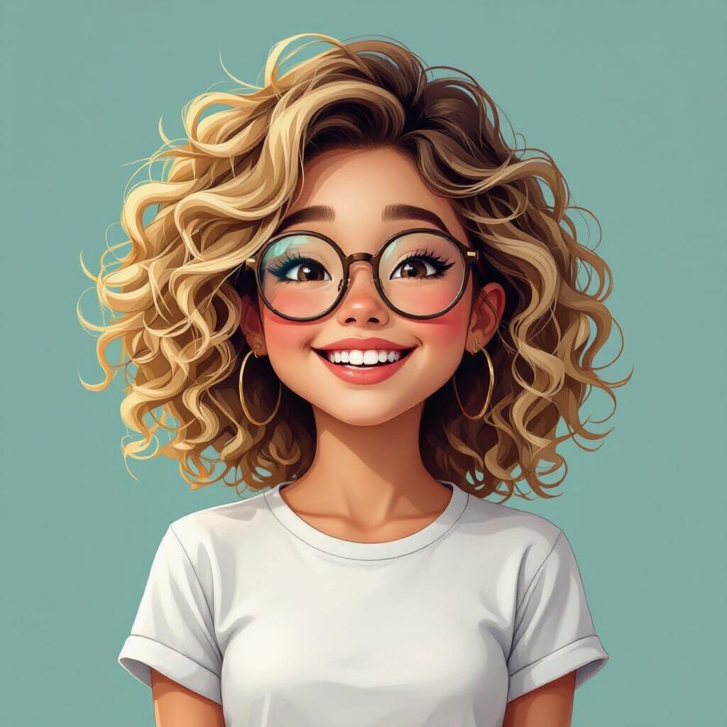 Vietnamese Girl with Blonde Hair and Glasses in Matte Painti...