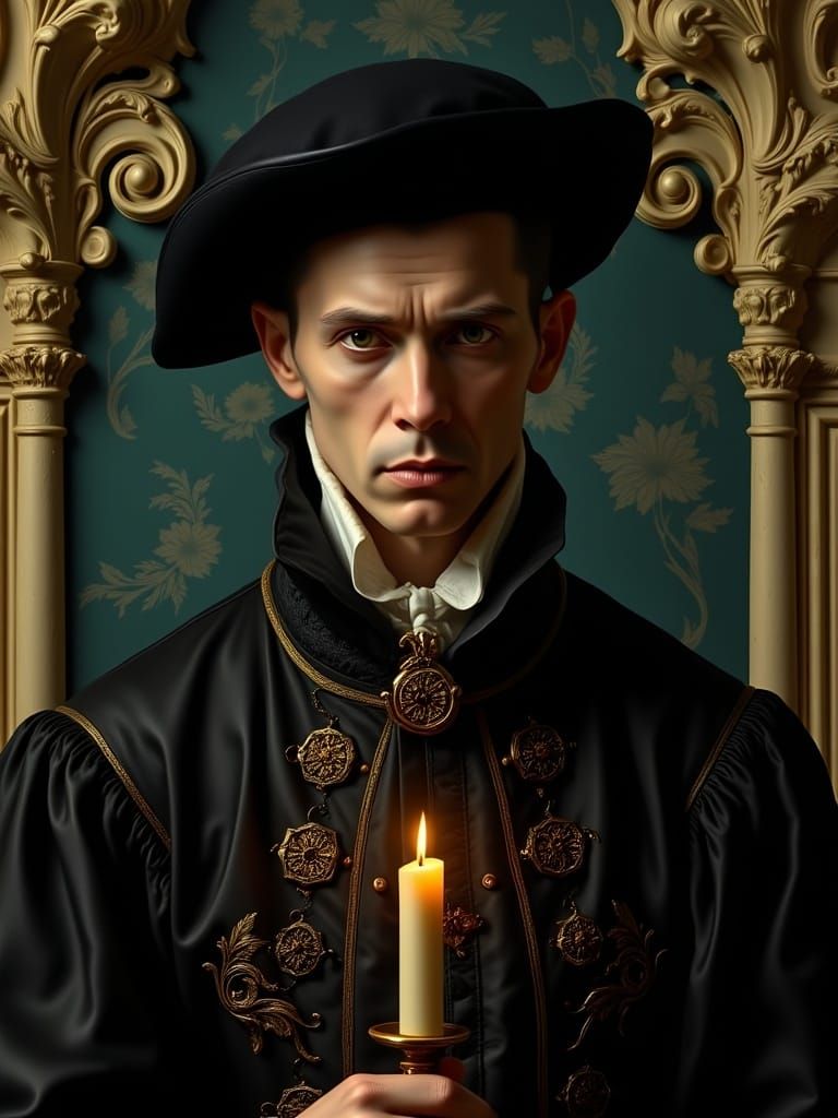 Rococo Portrait of Spanish Gentleman with Candle