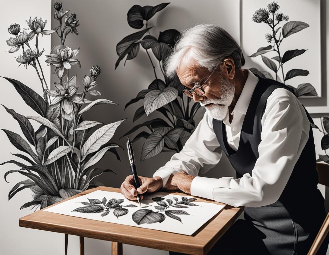 Detailed Botanical Ink Drawings