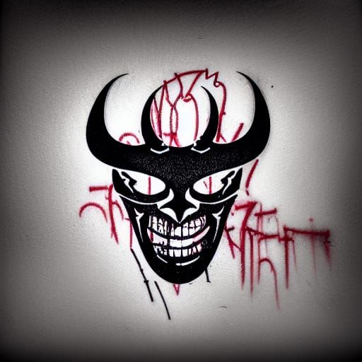 Creepy Devil Sigils Graffiti in Soft Focus