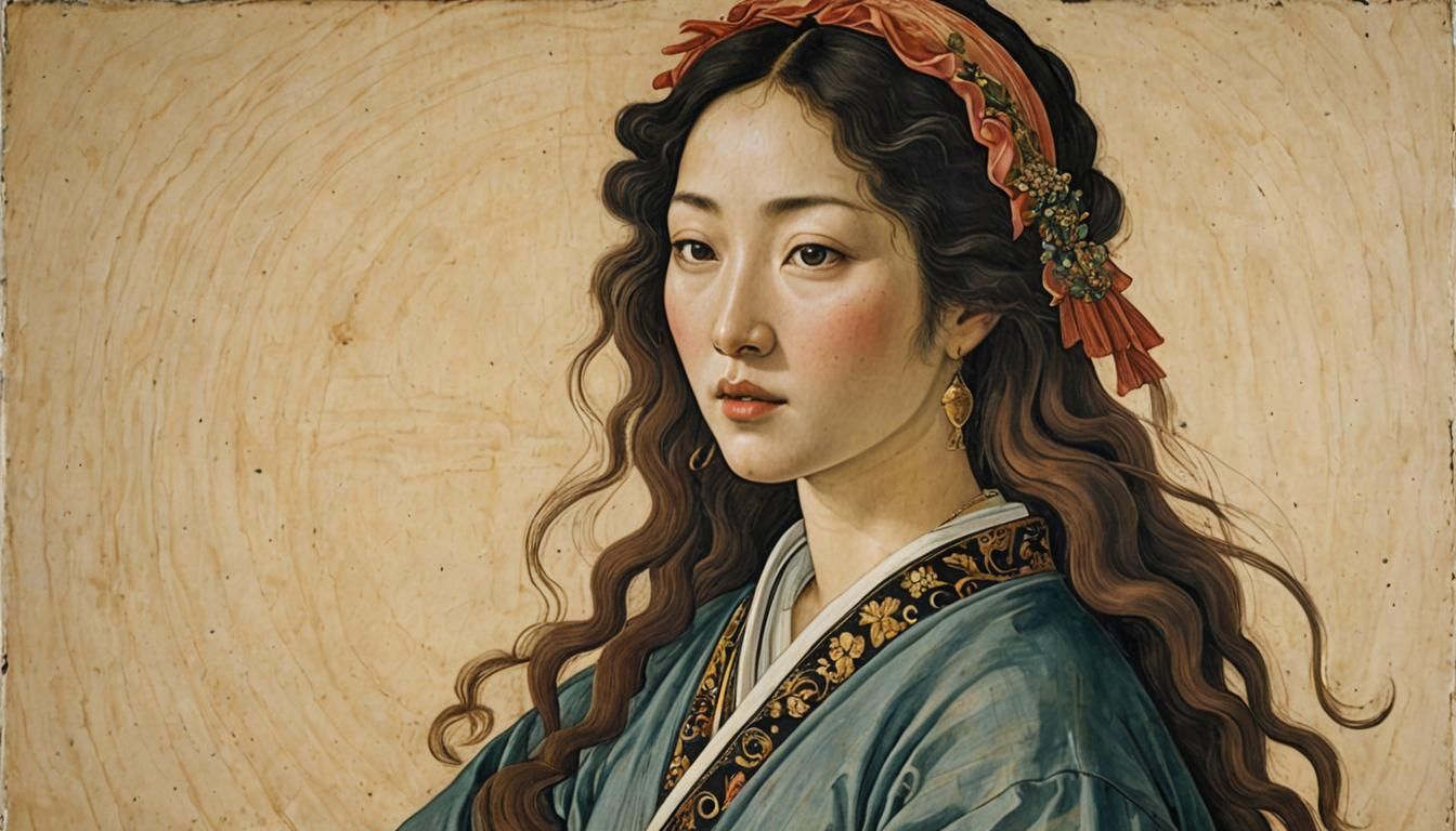Korean Woman Portrait in Renaissance Style