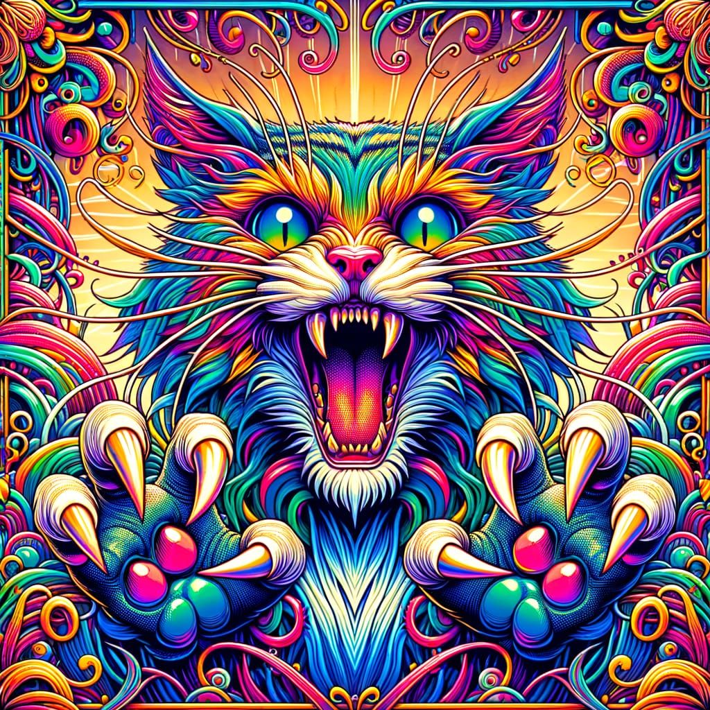 Record Sleeve: Cat Scratch Fever depicted on an album cover,...