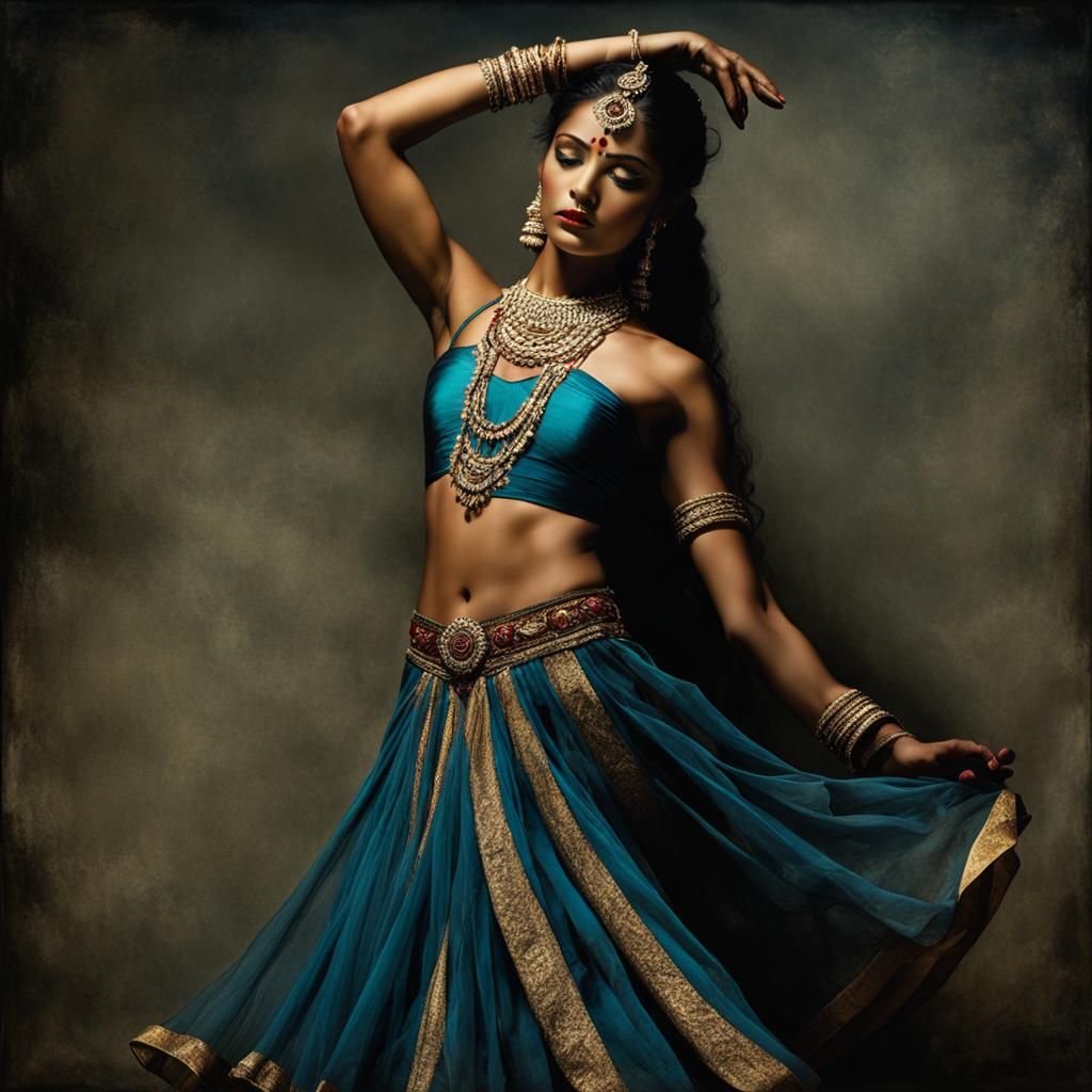 Ethereal Indian Dancer in Dark, Dramatic Chiaroscuro