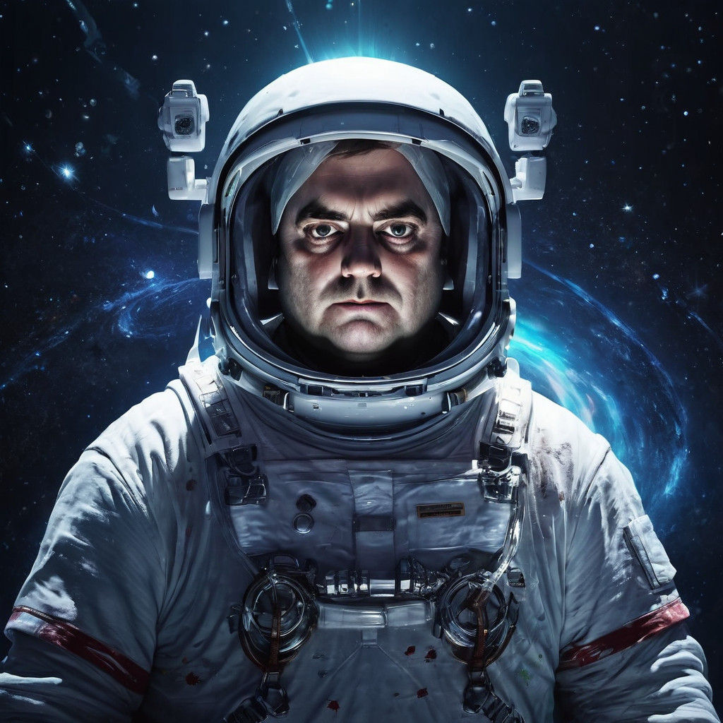 Astronaut Amidst Swirling Galaxies in Concept Art