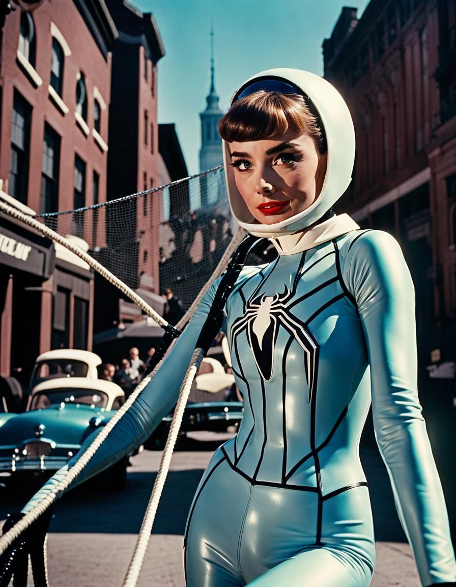 Audrey Hepburn as Spider-Gwen in 1950s Style