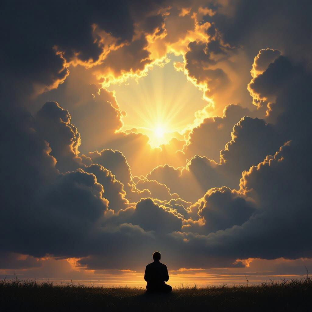 Golden Light Breaks Through Storm Clouds, Divine Revelation