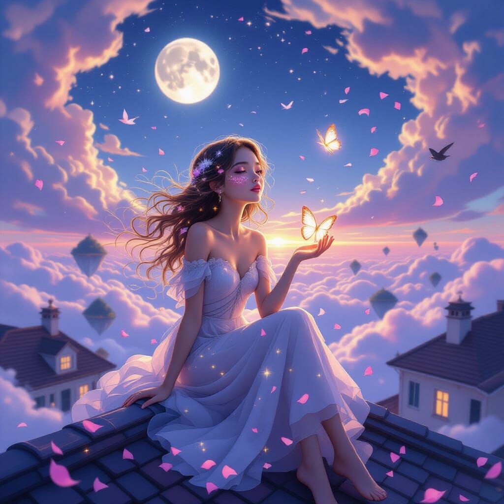She dreams above the clouds where butterflies listen and the sky remembers